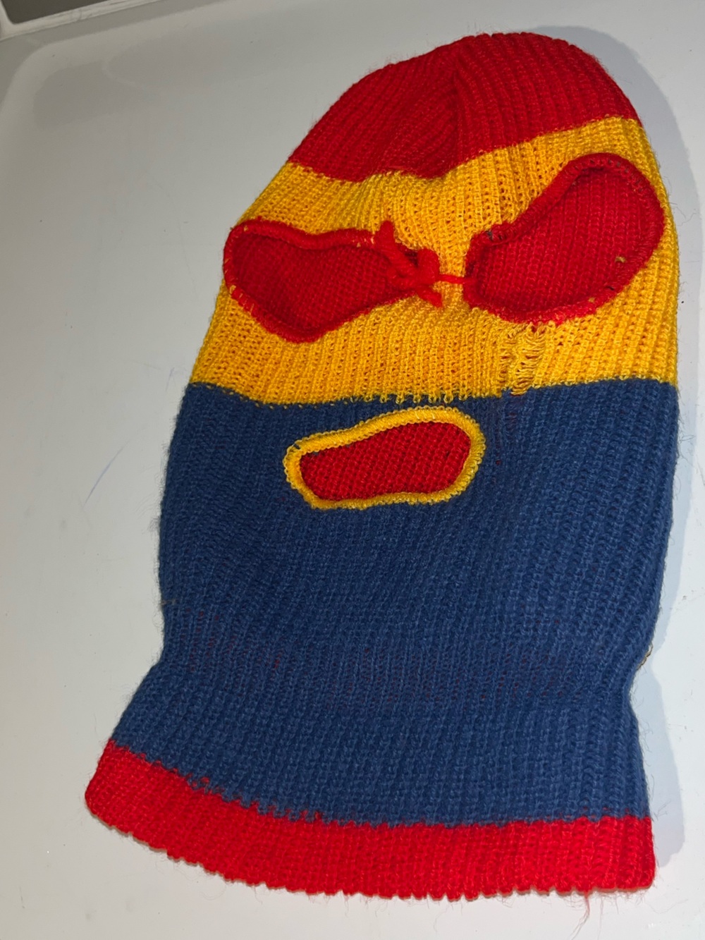 Vintage Knit Colorblock Ski Mask - Red, Yellow & Blue